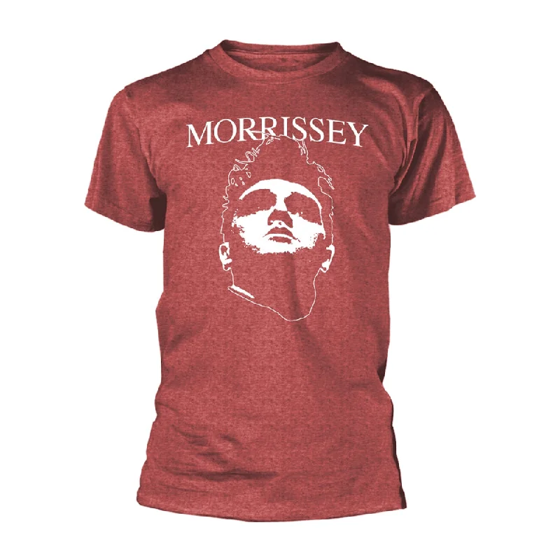 Morrissey Unisex T-shirt: Face Logo (Heather Red) Collared Crew Neck Turtle Neck