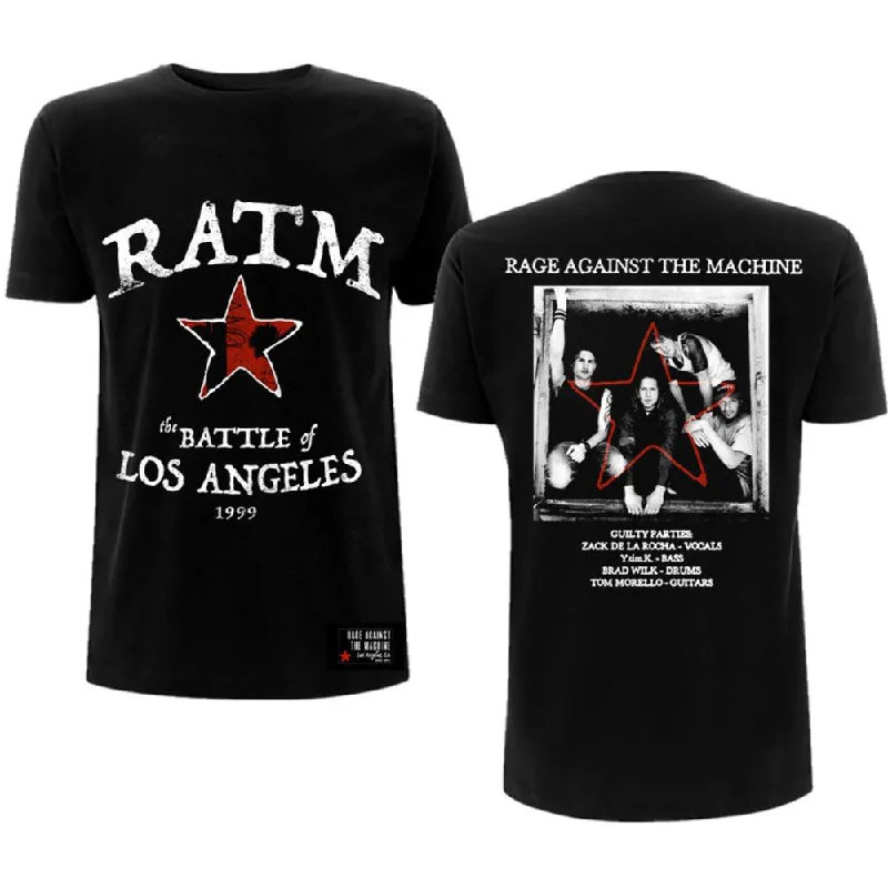 Rage Against The Machine | Official Band T-Shirt | Battle Star (Back Print) Lace Blend Ribbed Blend Corduroy Blend