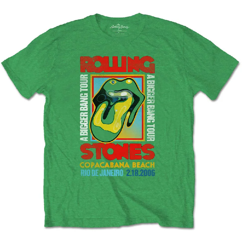 The Rolling Stones | Official Band T-Shirt | Copacabana Green Notch Collar Peter Pan Collar Cowl Neck