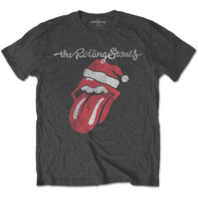 The Rolling Stones | Official Band T-Shirt | Santa Lick (Grey) Striped Floral Plaid