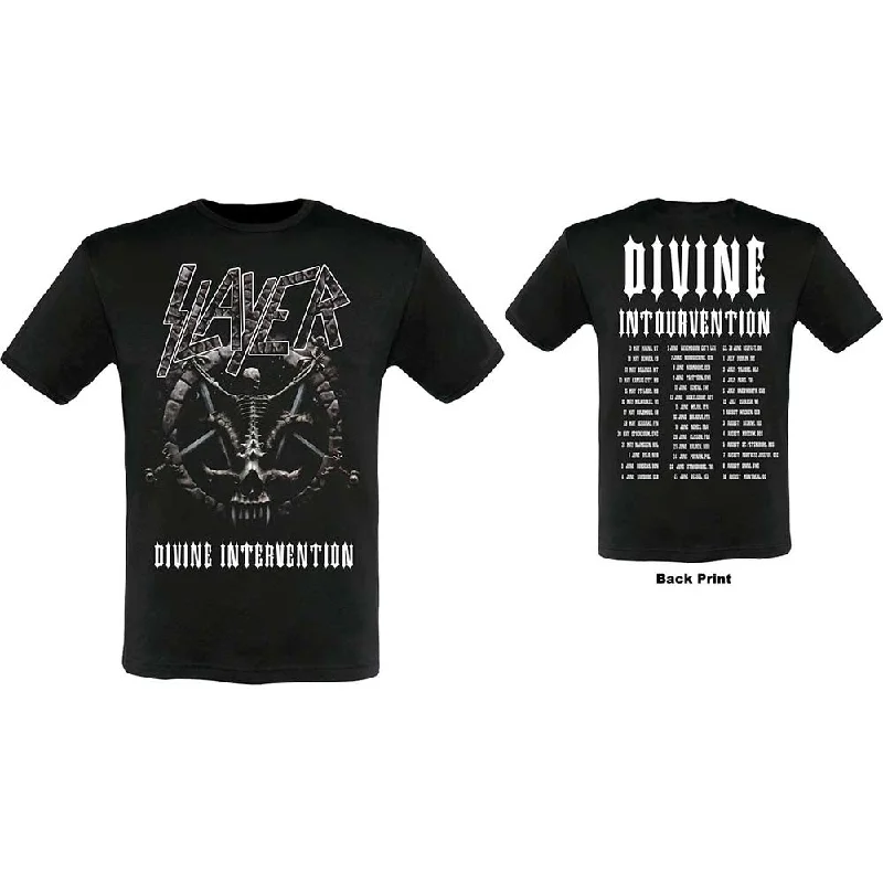 Slayer | Official Band T-Shirt | Divine Intervention 2014 Dates (Ex-Tour with Back Print) Zippered Front Buttoned Front Snap Front