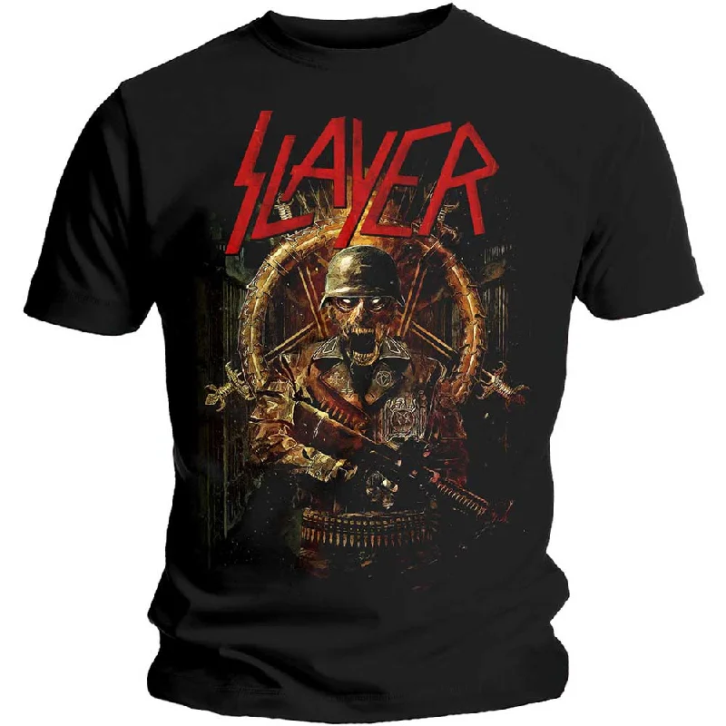 Slayer | Official Band T-Shirt | Hard Cover Comic Book (Back Print) Collared Crew Neck Turtle Neck