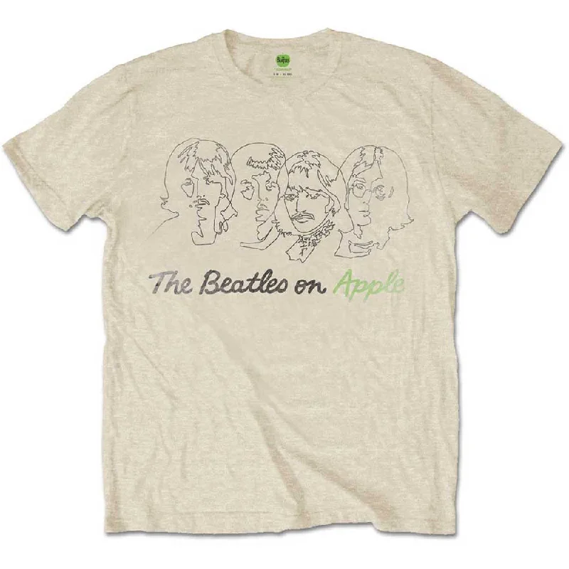 The Beatles | Official Band T-Shirt | Outline Faces on Apple Solid Color Striped Floral