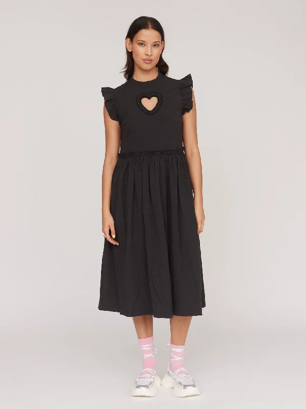 Black Cut Out Heart Midi Dress Stylish Halter Neck Midi Dress