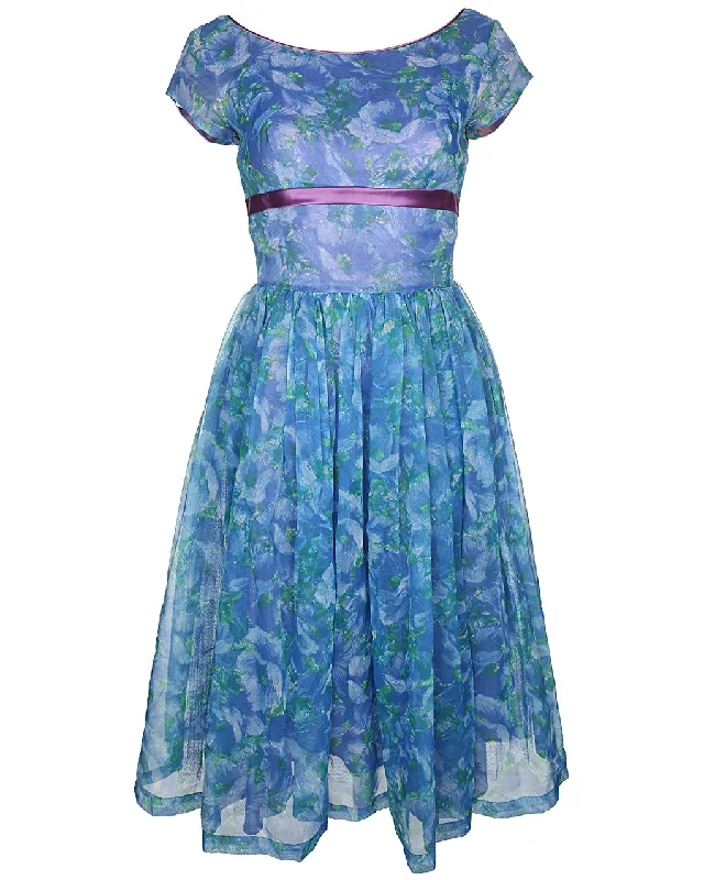 Vintage 50's Blue Midi Dress - S Comfortable Stretch Midi Dress