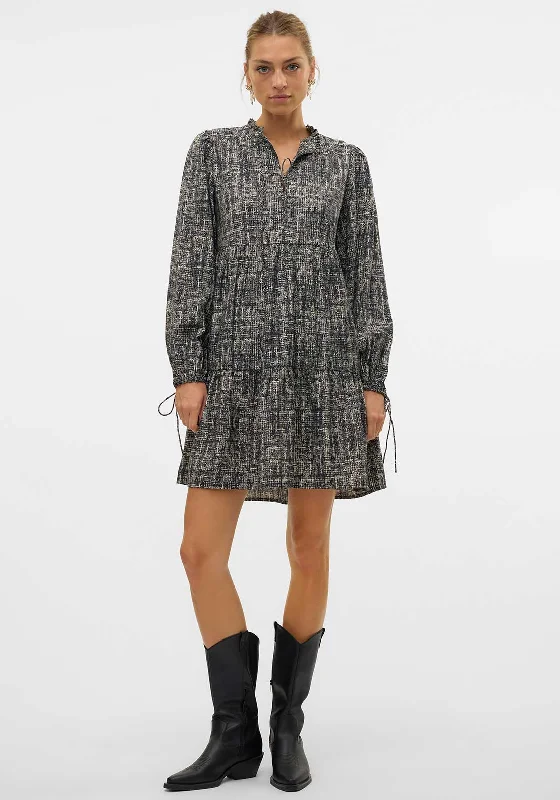 Vero Moda Norell Smock Mini Dress, Black Casual High-Waist Mini Dress