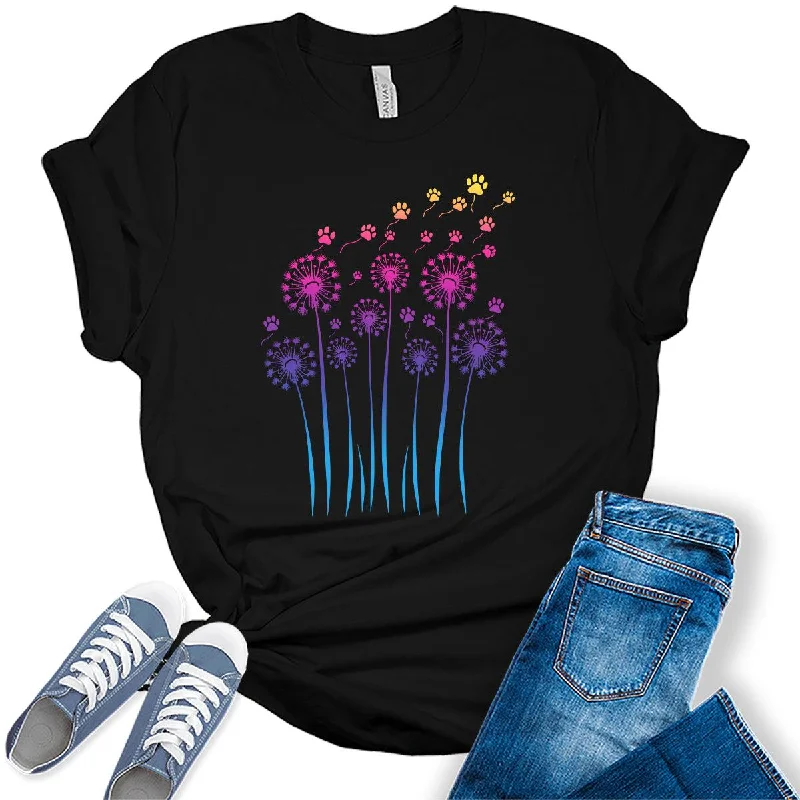 Womens Dandelion Paw Print Graphic Tees Lace Blend Ribbed Blend Corduroy Blend