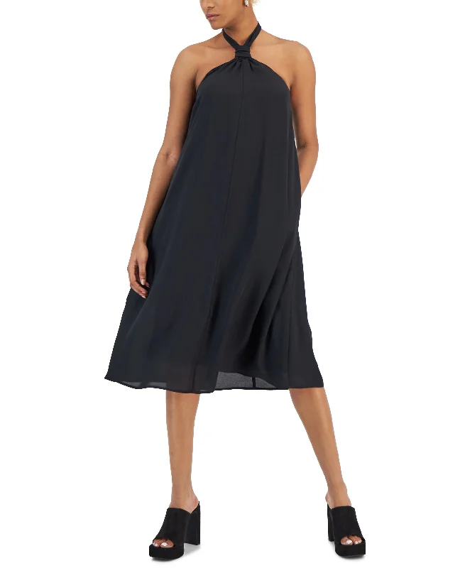 Women's Halter-Neck Midi Dress Cozy A-Line Midi Dress