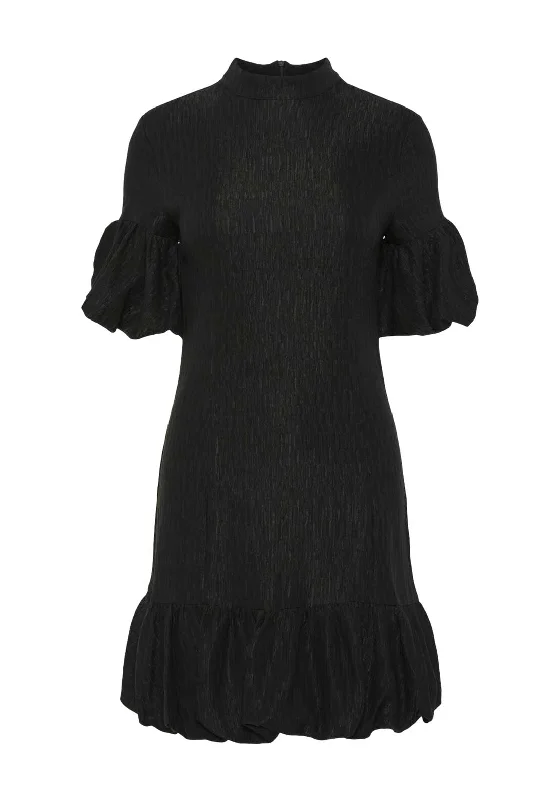 Y.A.S Duraz Ruffle Hem Mini Dress, Black Stylish Sweetheart Neck Mini Dress