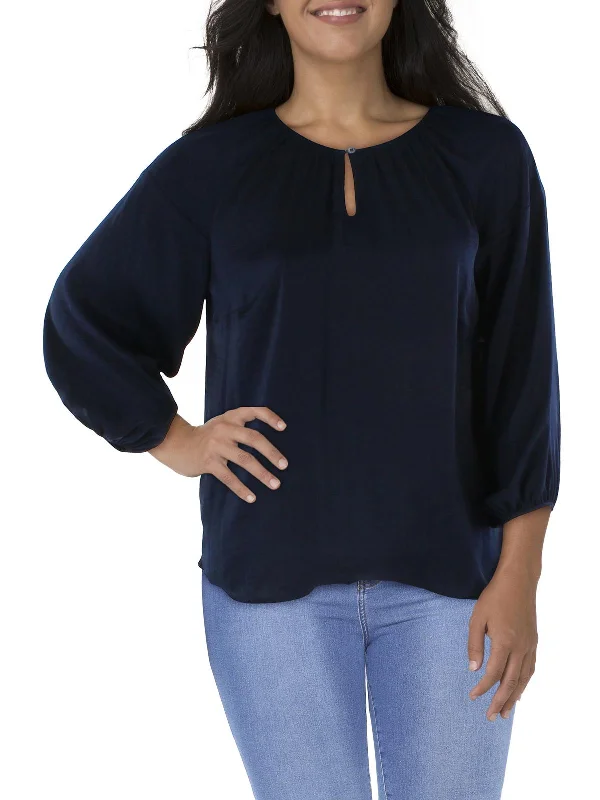 Plus Mood Indigo Womens Dressy Flowy Blouse
