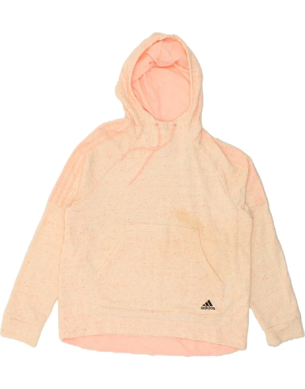 ADIDAS Womens Hoodie Jumper UK 20/22 XL Orange Cotton Hoodie with Mesh Breathable Sporty