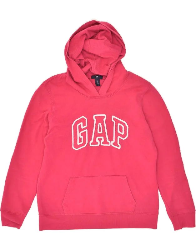 GAP Womens Graphic Hoodie Jumper UK 10 Small Pink Cotton Hoodie with Pastel Soft Subtle