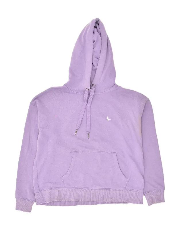 JACK WILLS Womens Oversized Hoodie Jumper UK 4 XS Purple Cotton Hoodie with Tied Waist Feminine Flattering