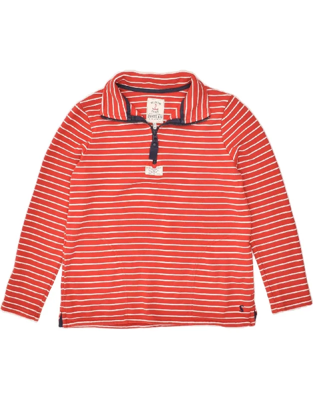 JOULES Womens Zip Neck Sweatshirt Jumper UK 6 XS Red Striped Cotton Hoodie with Zipper Placket Modern Functional