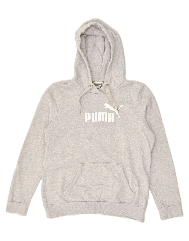 PUMA Womens Graphic Hoodie Jumper UK 12 Medium Grey Cotton Hoodie Jacket Zipper Layering