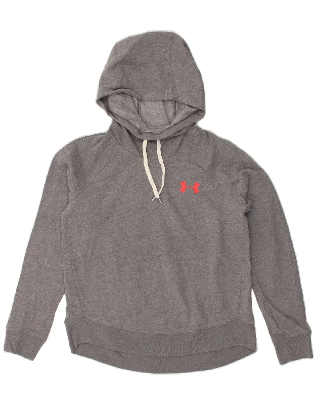 UNDER ARMOUR Womens Hoodie Jumper UK 10 Small Grey Oversized Hoodie Comfort Casual