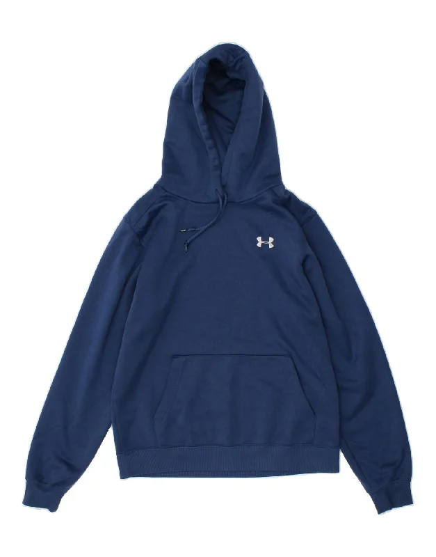 UNDER ARMOUR Womens Hoodie Jumper UK 10 Small Navy Blue Polyester Hoodie with Lace Feminine Delicate