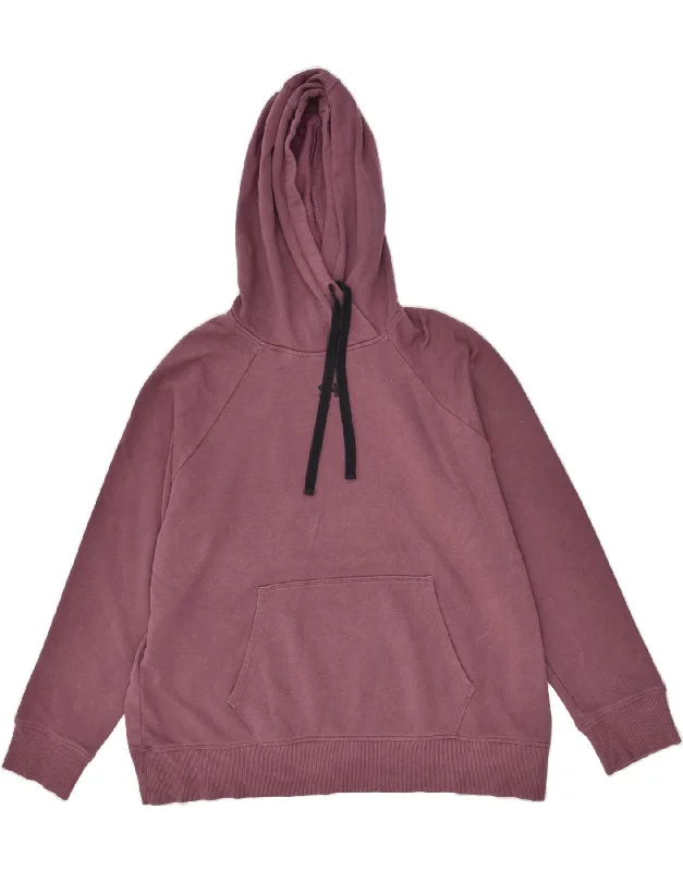 UNDER ARMOUR Womens Hoodie Jumper UK 18 XL Maroon Cotton Hoodie with Side Slits Relaxed Casual