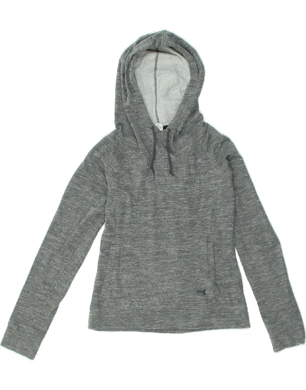 UNDER ARMOUR Womens Hoodie Jumper UK 6 XS Grey Flecked Cotton Hoodie with Sequins Glamorous Eye-catching