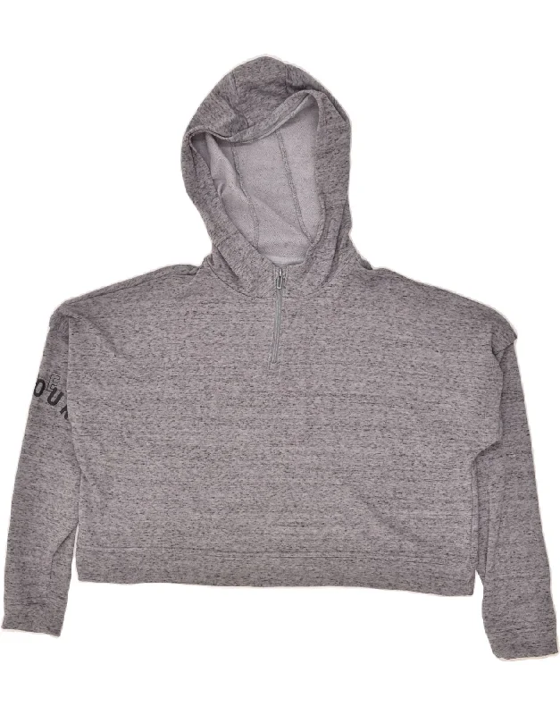 UNDER ARMOUR Womens Oversized Graphic Hoodie Jumper UK 14 Medium Grey Hoodie with Ribbed Hem Stretchable Secure