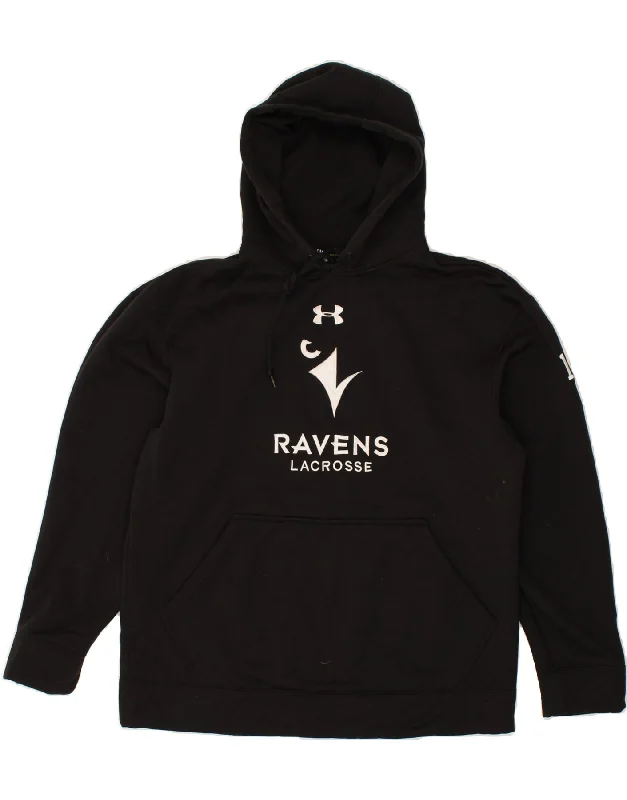 UNDER ARMOUR Womens Ravens Lacrosse Hoodie Jumper UK 10 Small Black Hoodie with Ribbed Cuffs Snug Fit Comfort