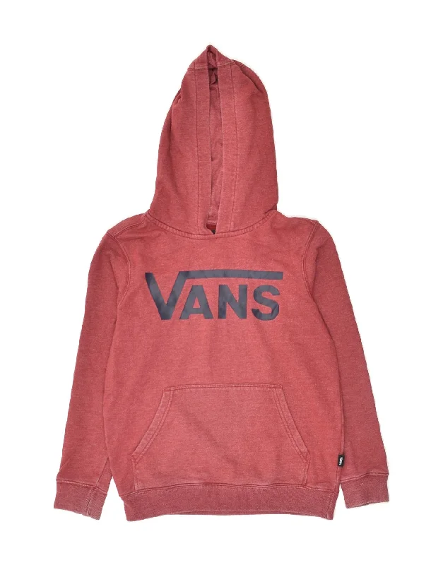 VANS Womens Graphic Hoodie Jumper UK 10 Small Pink Cotton Hoodie with Fur Luxurious Winter