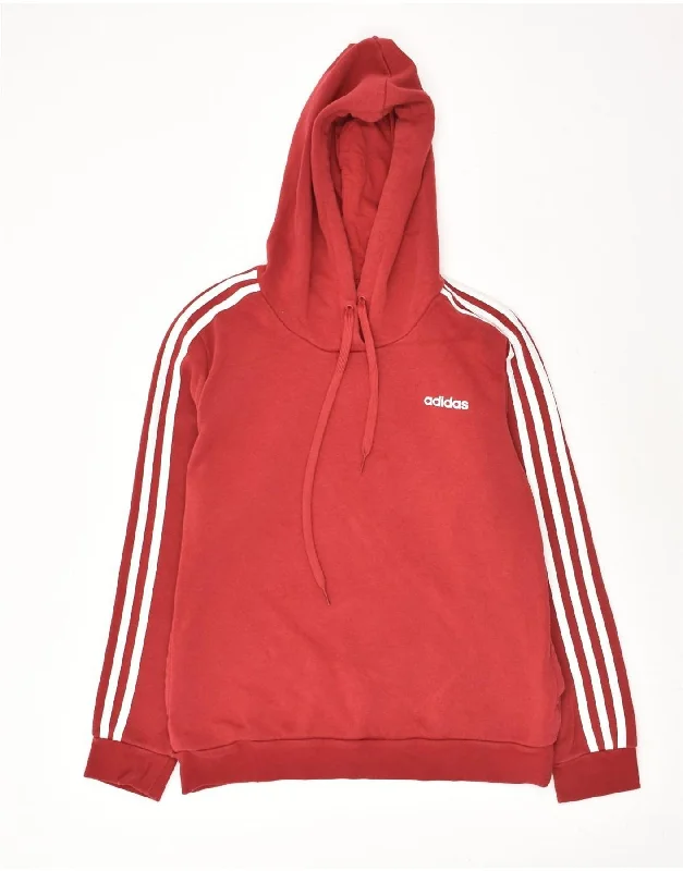 ADIDAS Womens Hoodie Jumper UK 16/18 Large Red Cotton Graphic Hoodie Design Print