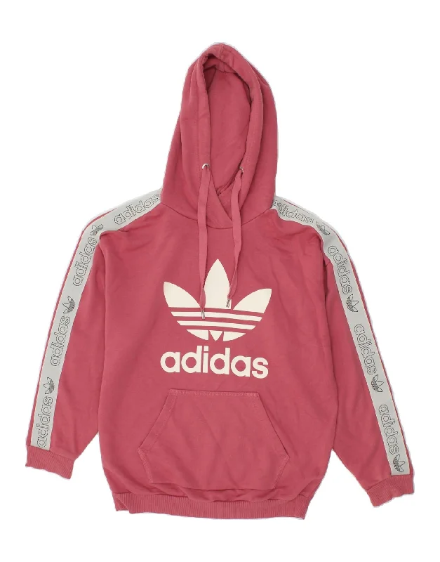 ADIDAS Womens Oversized Graphic Hoodie Jumper UK 8 Small  Pink Cotton Hoodie with Earth Tones Natural Calm