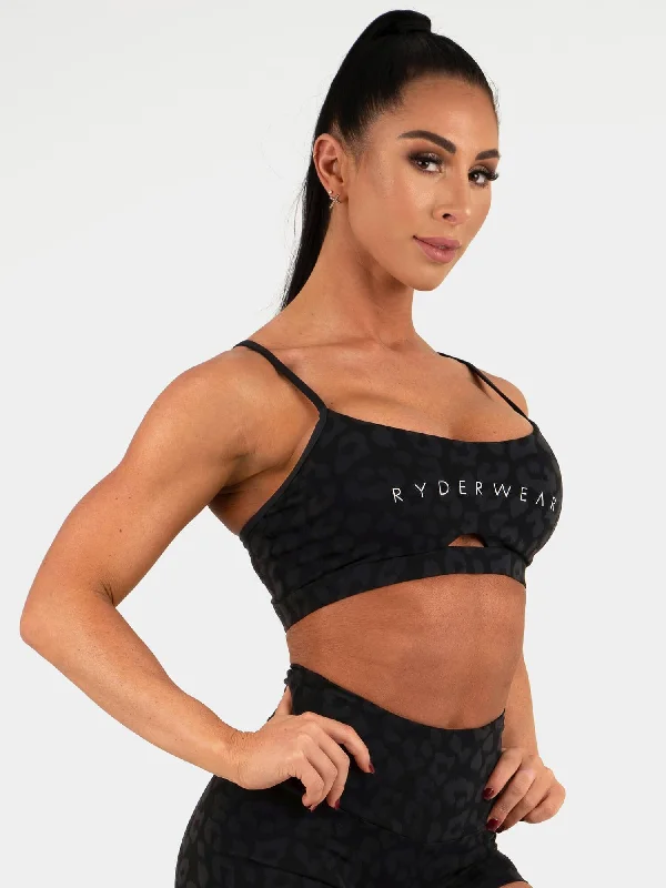 Animal Sports Bra - Leopard Black Active Support Bra