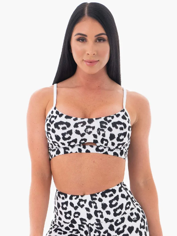 Animal Sports Bra - Snow Leopard Padded Push-Up Bra