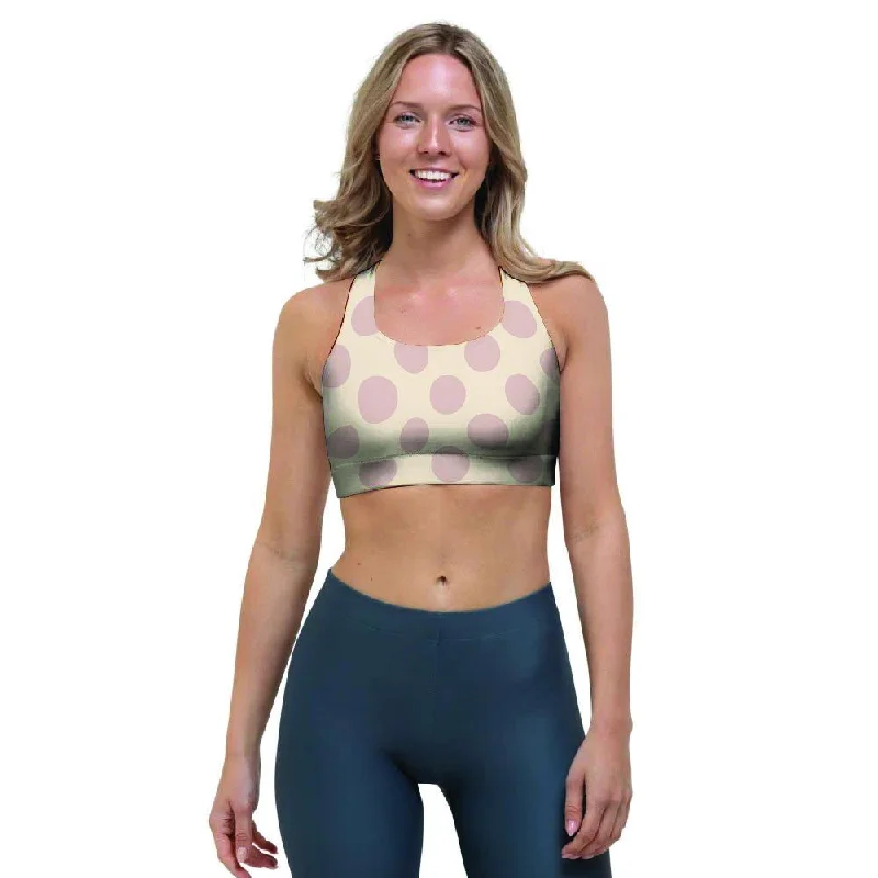 Brown And Cream Polka Dot Sports Bra Cozy Wire-Free Bra