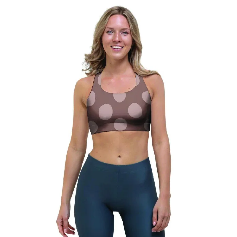 Brown And Tan Polka Dot Sports Bra Simple Wireless Bra