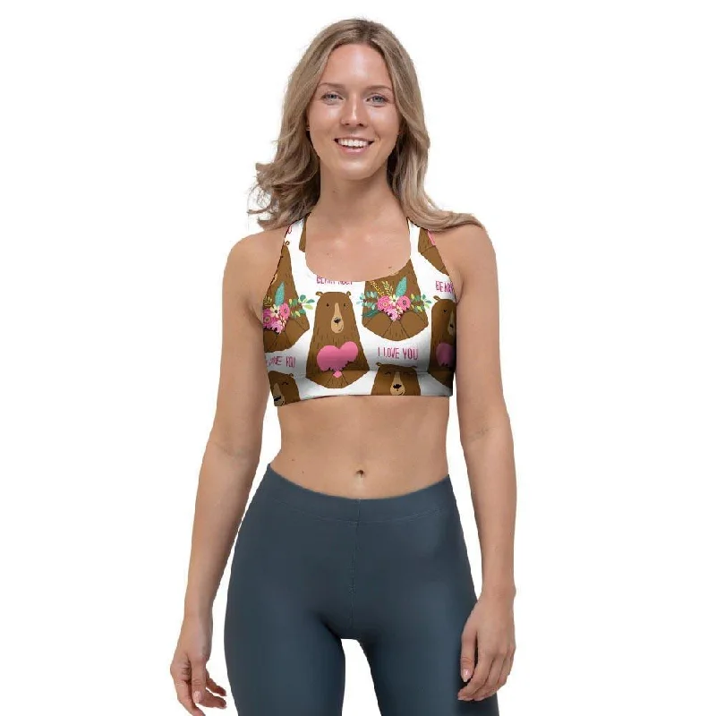 Brown Mama Bear Sports Bra Chic Lace Underwear