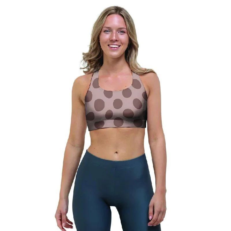 Brown Polka Dot Sports Bra Casual Bralette Set