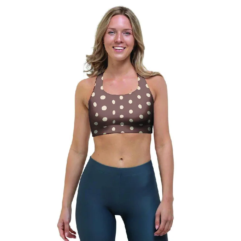 Brown Tiny Polka Dot Sports Bra Active Wear Bra