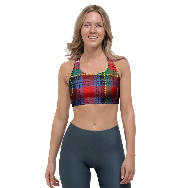 Caledonia Red Plaid Tartan Sports Bra Cotton Comfort Bra