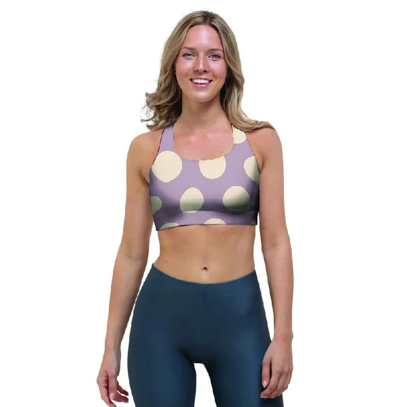 Chocolate Brown Polka Dot Sports Bra Breathable Sports Bra