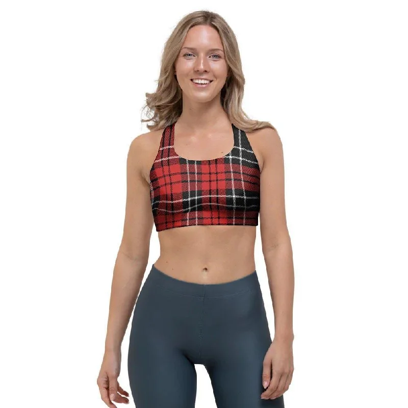 Christmas Red Plaid Scottish Sports Bra Sexy Underwire Bra