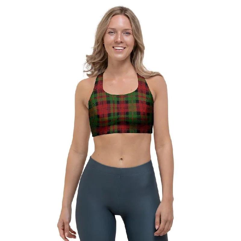 Christmas Tartan Red Plaid Sports Bra Comfortable Lace Bralette