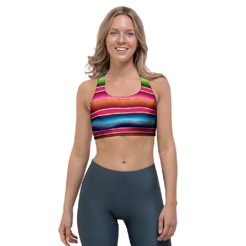 Coloful Mexican Baja Sports Bra Sleek Push-Up Bra