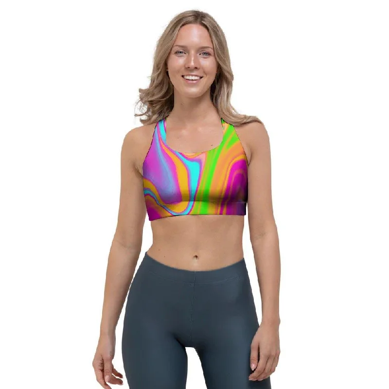 Colorful Abstract Paint Sports Bra Breathable Comfort Bra