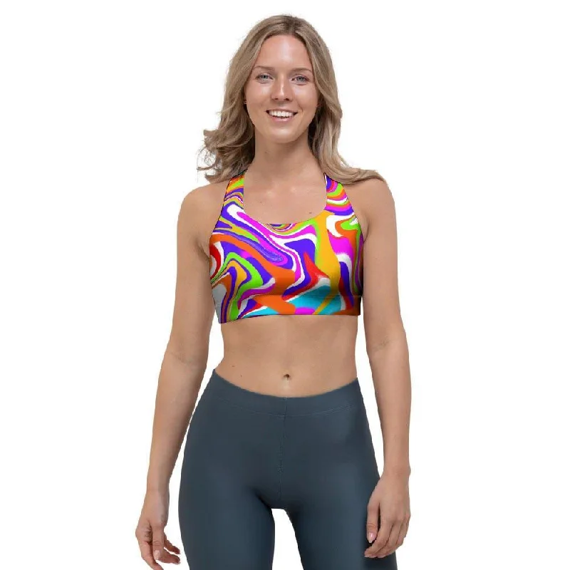 Colorful Abstract Sports Bra Adjustable Back Bra