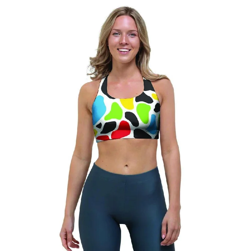 Colorful Cow Print Sports Bra Chic Lace Underwear