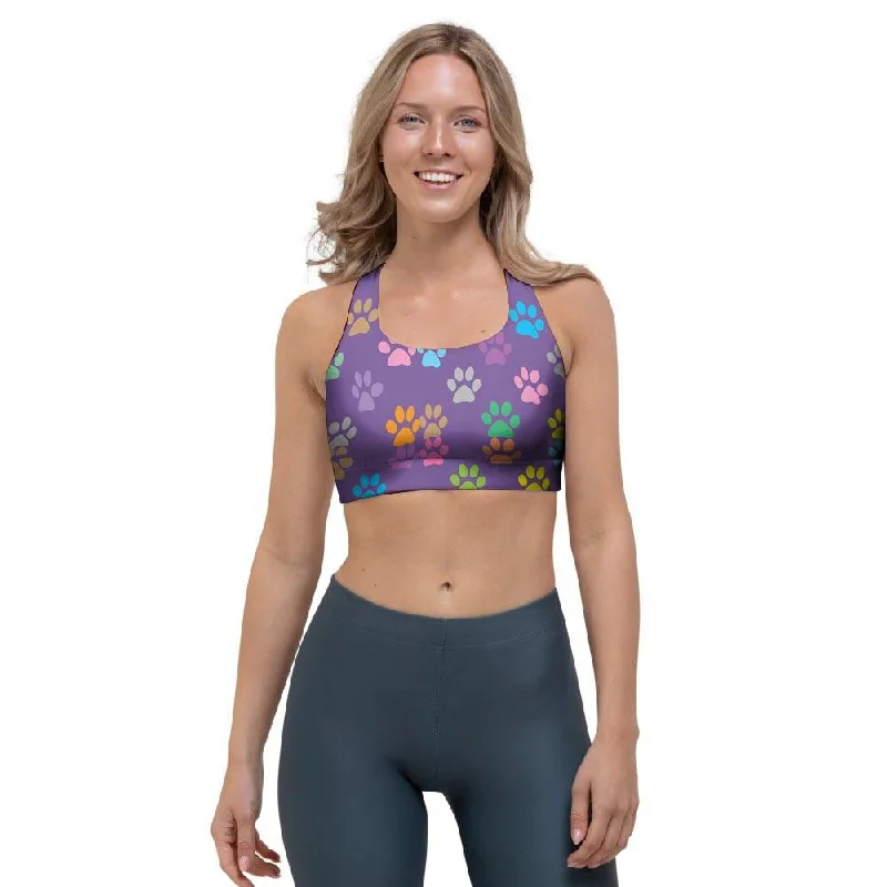 Colorful Paw Sports Bra Elegant Satin Bralette