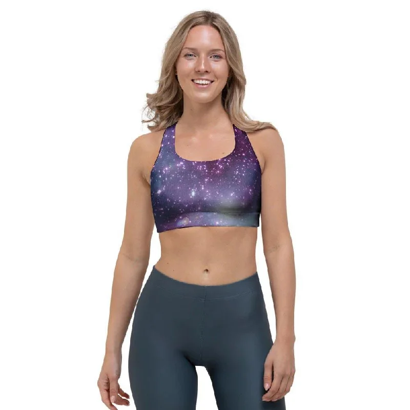 Cosmic Galaxy Space Sports Bra Chic Satin Bra