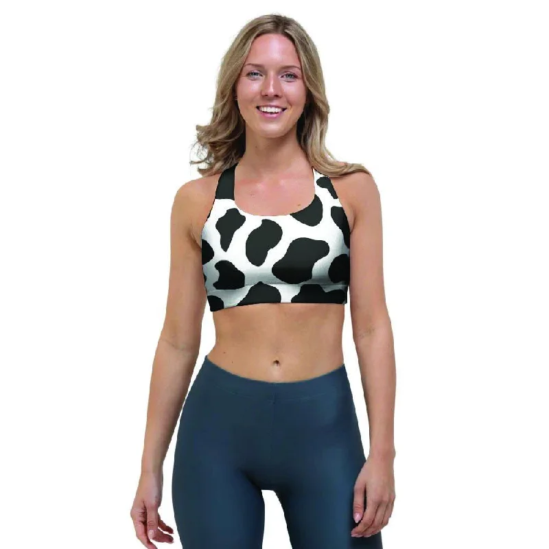 Cow Print Sports Bra Sexy Mesh Bralette