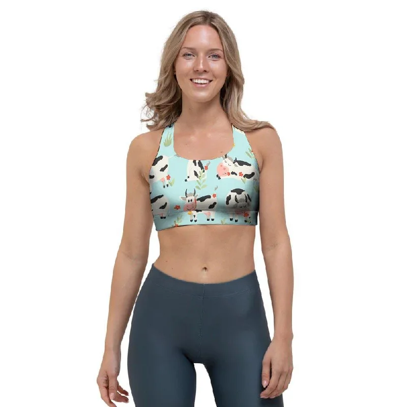 Cute Cow Print Sports Bra Ultra-Light Bra