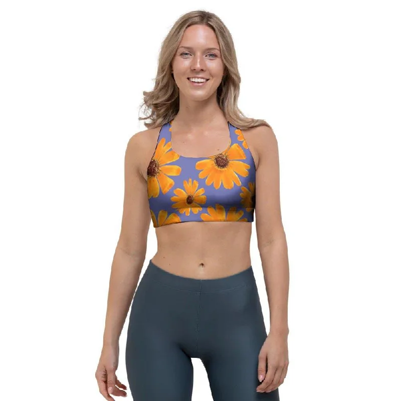 Cute Sunflower Sports Bra Chic Lace Bra