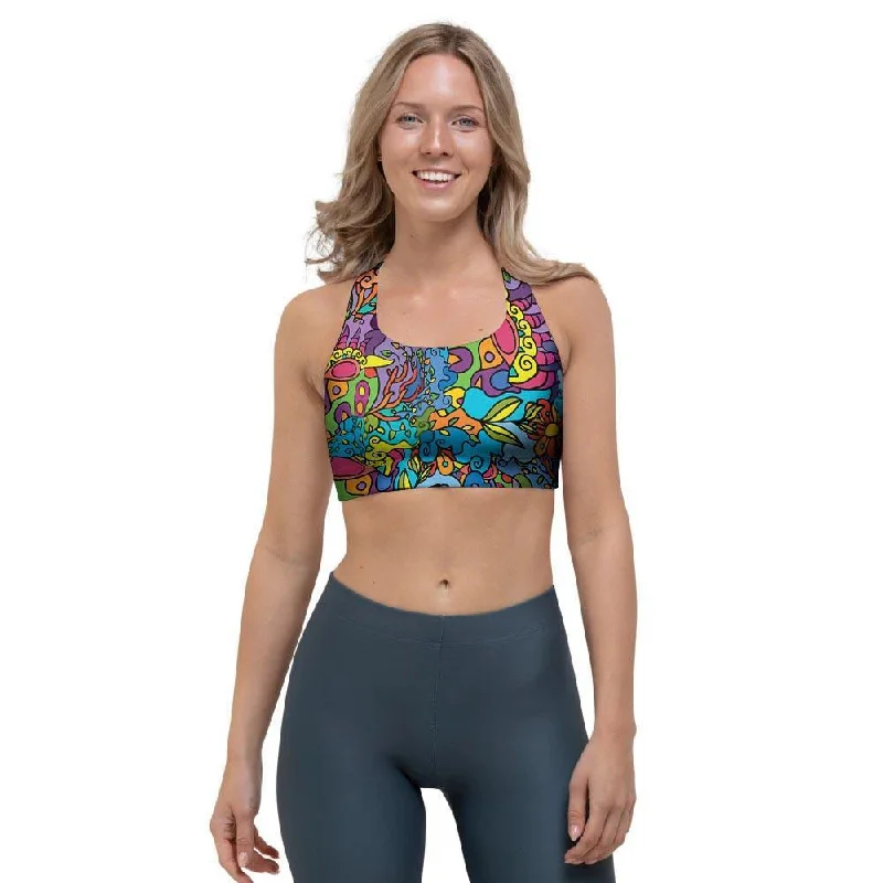 Demon Psychedelic Sports Bra Cotton Comfort Bra