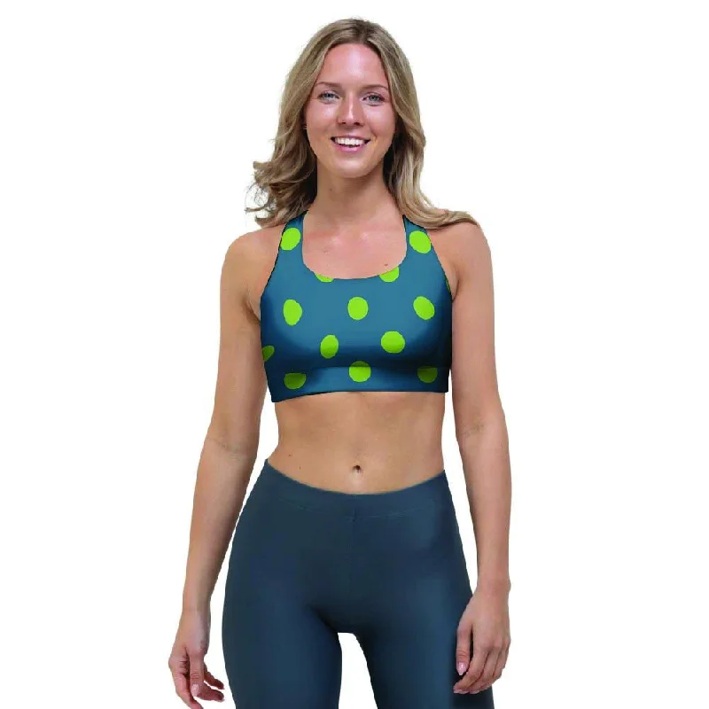 Emerald Green Polka Dot Sports Bra Cozy Wire-Free Bra